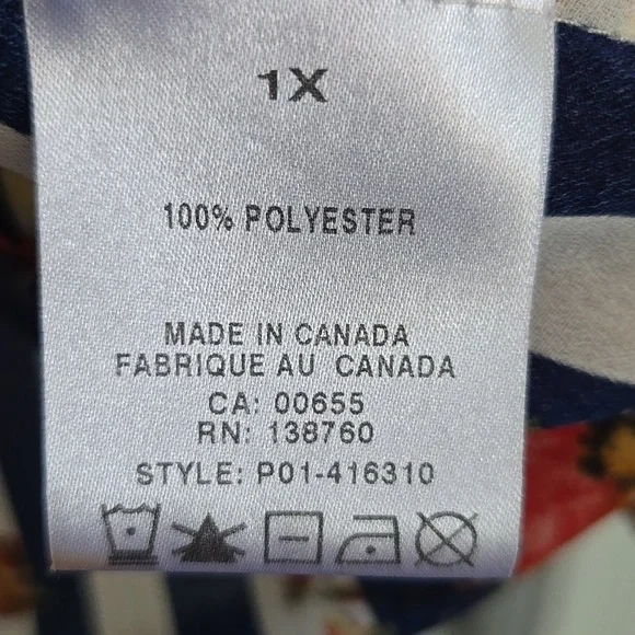 Penningtons Plus Size Floral Striped Sleeveless Top With Tie Bottom - Size 1x - Picture 8 of 9